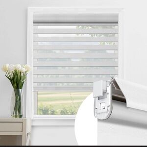 New Cordless Zebra Blinds. Easy to Install. No Drill No Tools. White. 34”Wx72”H